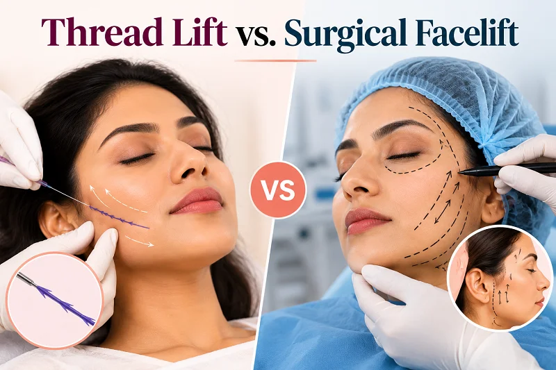 thread lift vs. surgical facelift